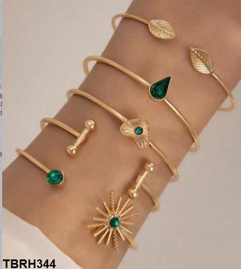 TBRH344 YYE Leaf/Heart/Pear Bracelet Set - CBRH