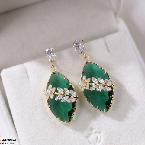 TEDH00452 QSJ Marquise/Leaf Zircon Flower Earrings - TEDH