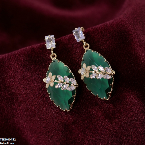 TEDH00452 QSJ Marquise/Leaf Zircon Flower Earrings - TEDH