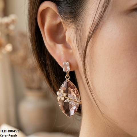 TEDH00453 QSJ Marquise/Leaf Zircon Flower Earrings - TEDH