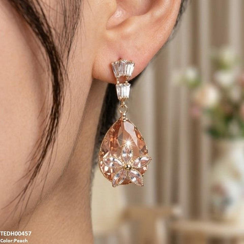 TEDH00457 QSJ Tear/Flower Zircon Earrings - TEDH