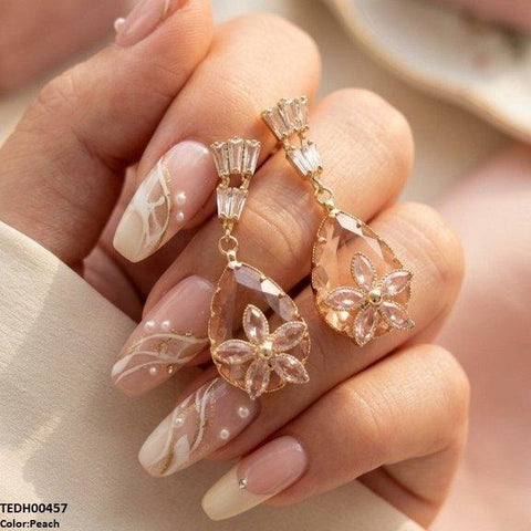 TEDH00457 QSJ Tear/Flower Zircon Earrings - TEDH