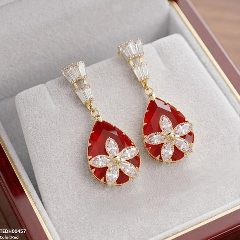 TEDH00457 QSJ Tear/Flower Zircon Earrings - TEDH