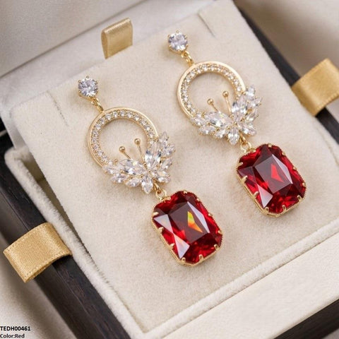 TEDH00461 QSJ Butterfly/Rectangle Drop Zircon Earrings - TEDH