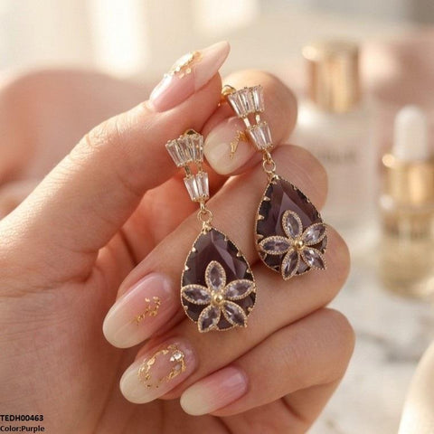 TEDH00463 QSJ Tear/Flower Zircon Earrings - TEDH