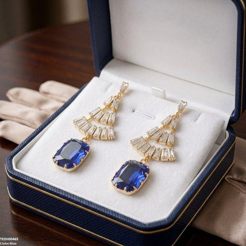 TEDH00465 QSJ Rectangle Drop Zircon Earrings - TEDH