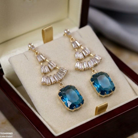 TEDH00465 QSJ Rectangle Drop Zircon Earrings - TEDH