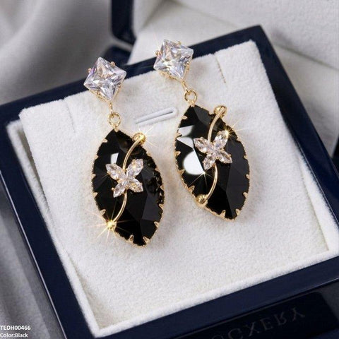 TEDH00466 QSJ Square/Marquise Drop Zircon Earrings - TEDH