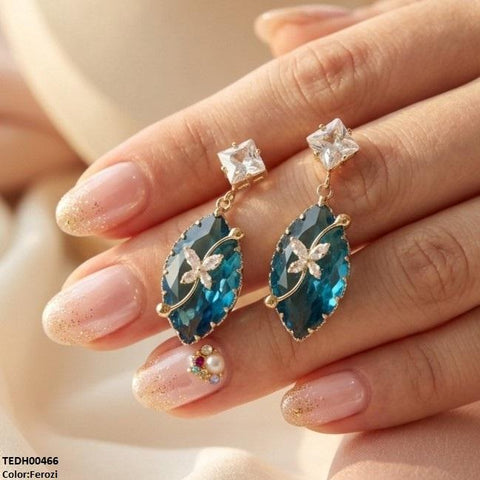 TEDH00466 QSJ Square/Marquise Drop Zircon Earrings - TEDH