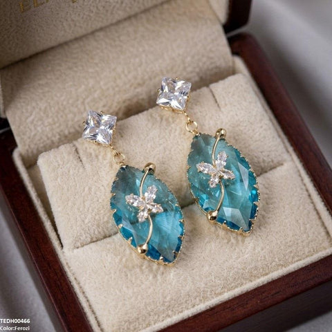 TEDH00466 QSJ Square/Marquise Drop Zircon Earrings - TEDH