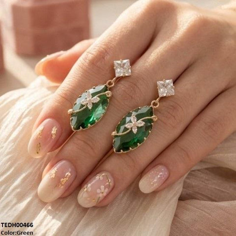 TEDH00466 QSJ Square/Marquise Drop Zircon Earrings - TEDH