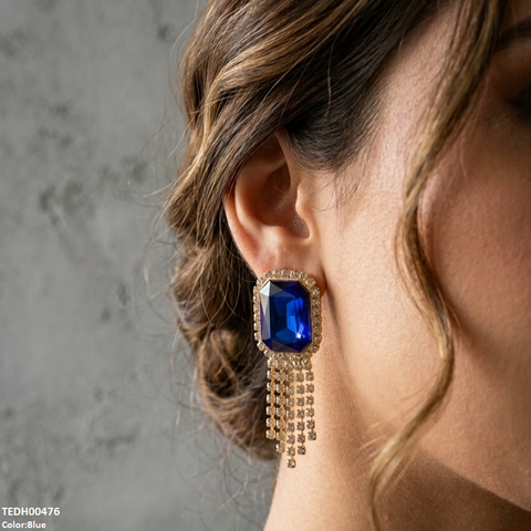 TEDH00476 SDQ Rectangle Layered Drop Earrings - TEDH