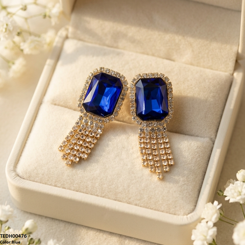 TEDH00476 SDQ Rectangle Layered Drop Earrings - TEDH
