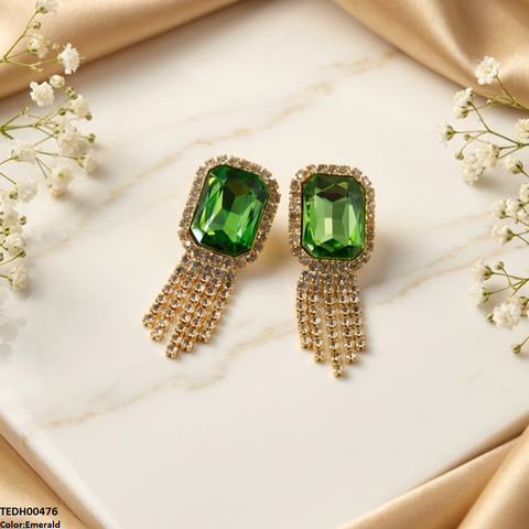 TEDH00476 SDQ Rectangle Layered Drop Earrings - TEDH