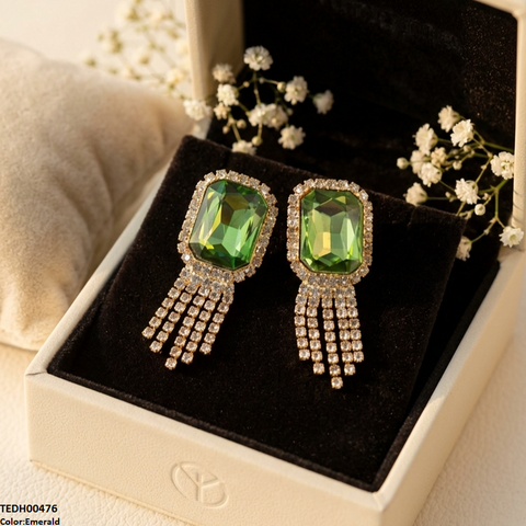 TEDH00476 SDQ Rectangle Layered Drop Earrings - TEDH
