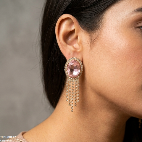 TEDH00477 SDQ Oval Layered Drop Earrings - TEDH