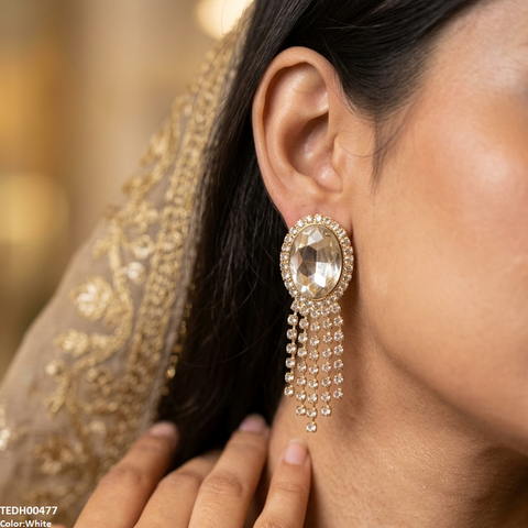 TEDH00477 SDQ Oval Layered Drop Earrings - TEDH