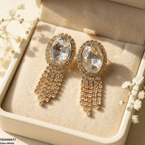 TEDH00477 SDQ Oval Layered Drop Earrings - TEDH