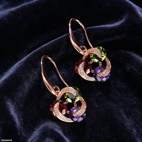 TEDH00479 BYJ Multi Zircon Stone Drop Earrings - TEDH