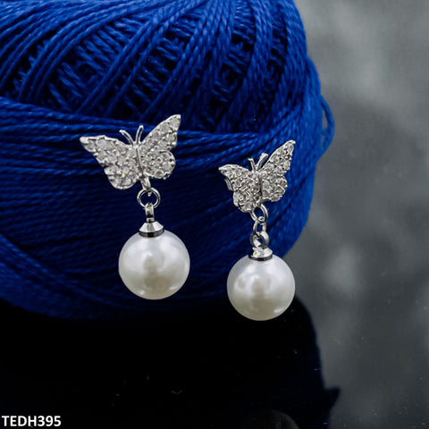 TEDH395 DNG Butterfly Pearl Drop Earrings - TEDH