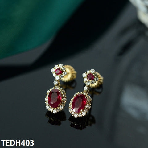 TEDH403 GWH Oval/Flower Drop Earrings - TEDH