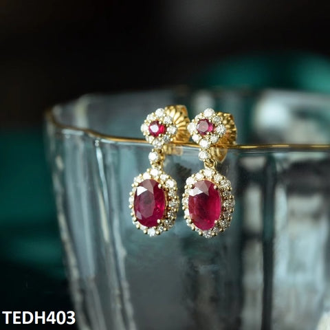 TEDH403 GWH Oval/Flower Drop Earrings - TEDH