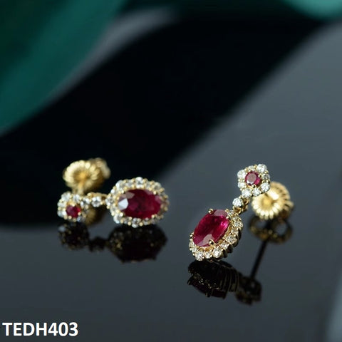 TEDH403 GWH Oval/Flower Drop Earrings - TEDH