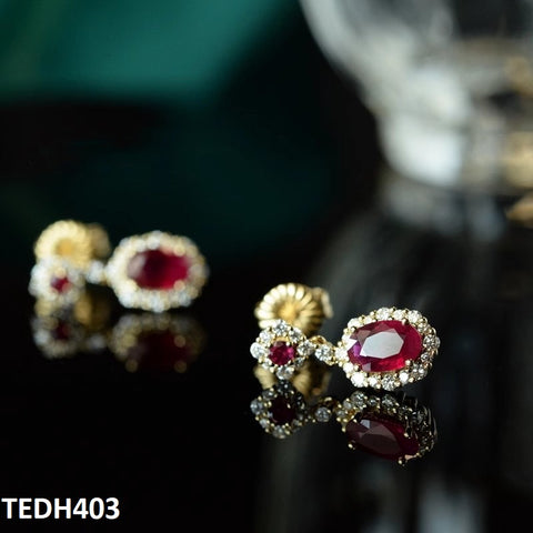 TEDH403 GWH Oval/Flower Drop Earrings - TEDH