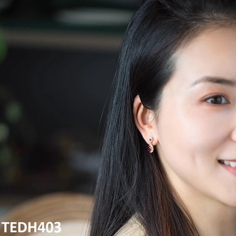 TEDH403 GWH Oval/Flower Drop Earrings - TEDH