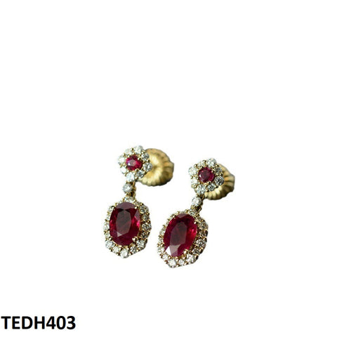 TEDH403 GWH Oval/Flower Drop Earrings - TEDH