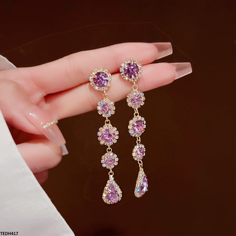 TEDH417 DDJ Round Tear Drop Earrings - TEDH