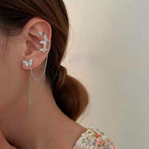 TEFH00139 YQG Butterfly 2 in 1 Ear Cuff - TEFH