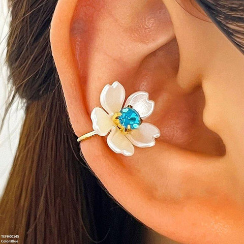 TEFH00145 QWN Flower Ear cuff Single - TEFH