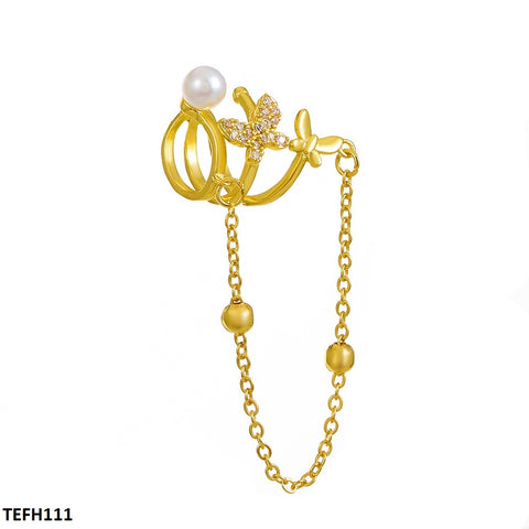 TEFH111 QWN Pearl/Butterfly Ear Cuff Single - CEFH