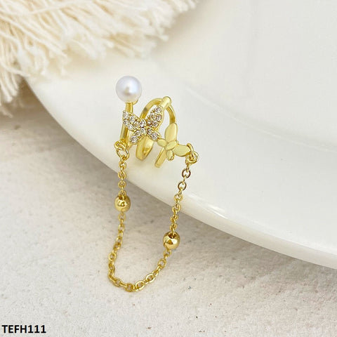 TEFH111 QWN Pearl/Butterfly Ear Cuff Single - CEFH