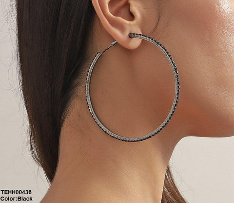 TEHH00436 YJJ Crystal Round Drop Hoops Pair -TEHH