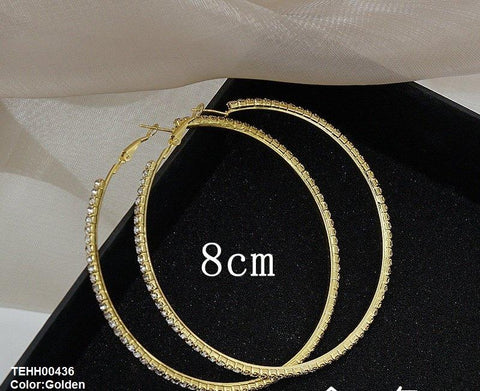 TEHH00436 YJJ Crystal Round Drop Hoops Pair -TEHH