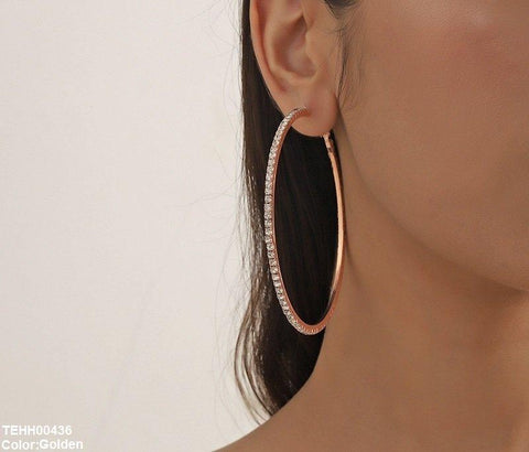 TEHH00436 YJJ Crystal Round Drop Hoops Pair -TEHH