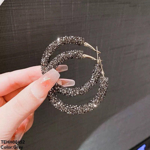 TEHH00452 ZHL Round Stones Hoops Pair - TEHH
