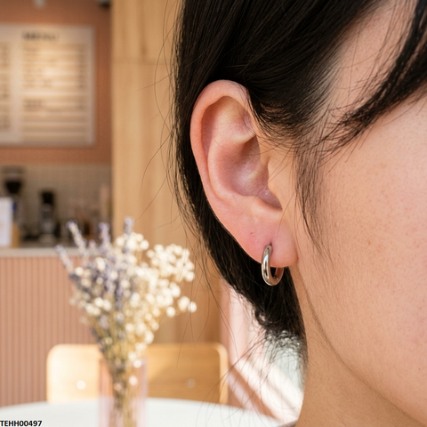 TEHH00497 XAS Round Stainless Steel Ear Hoops Pair - TEHH