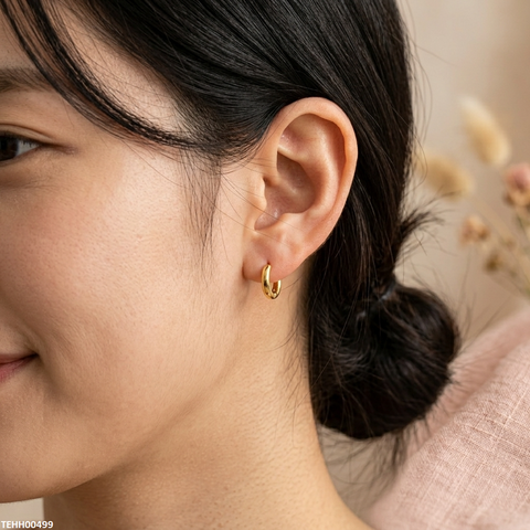 TEHH00499 XAS Round Stainless Steel Ear Hoops Pair - TEHH