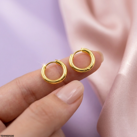 TEHH00500  XAS Round Stainless Steel Ear Hoops Pair - TEHH