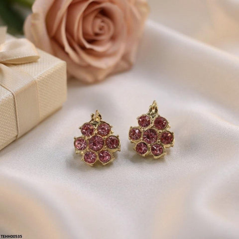 TEHH00535  ZHL Round Stone Hoops Pair - TEHH