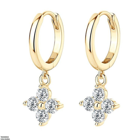 TEHH00542 BYJ Zircon Flower Drop Hoops Pair - TEHH