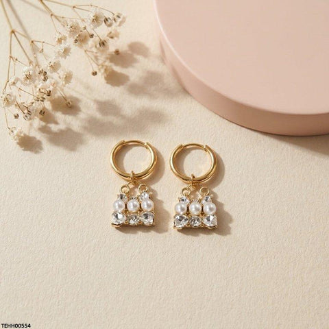 TEHH00554 ZCD Lock Pearl Hoops Pair - TEHH