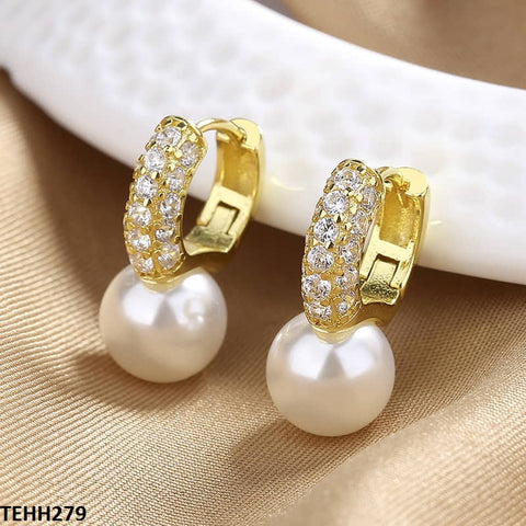 TEHH279 SZL Pearl Hoops Pair - TEHH