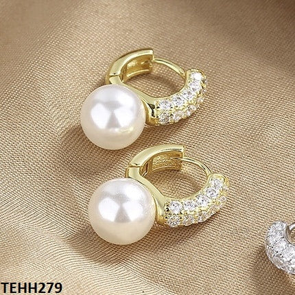 TEHH279 SZL Pearl Hoops Pair - TEHH