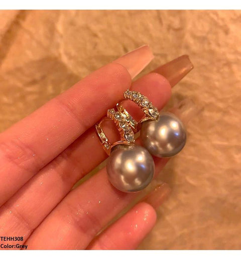 TEHH308 YHC Round Pearl Hoops Pair