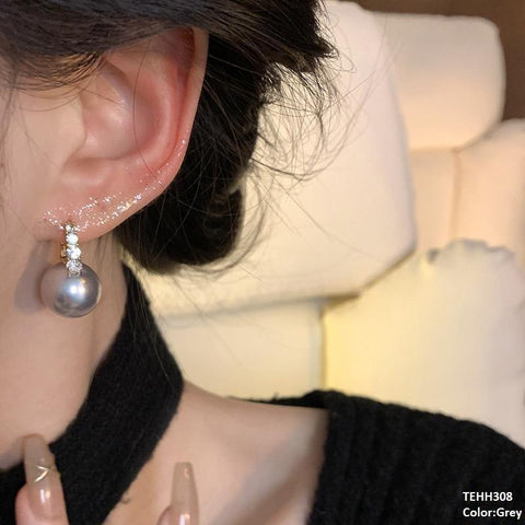 TEHH308 YHC Round Pearl Hoops Pair