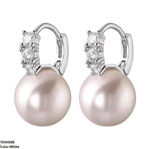 TEHH308 YHC Round Pearl Hoops Pair